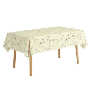 Vinyl Tablecloth Waterproof Oil Spill Proof Table Cover 51x79 Inch Light Yellow